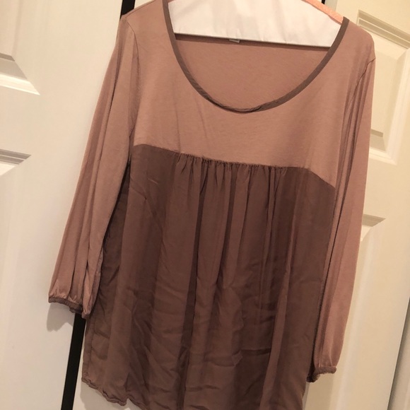 Boden Tops - Boden two-toned blush/brown long sleeved tee, 14